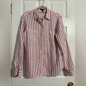 Ralph Lauren Red and Cream Striped Linen Shirt